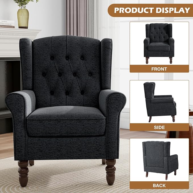 Mid-Century Modern 2-Piece Wingback Chair Set - Image 3