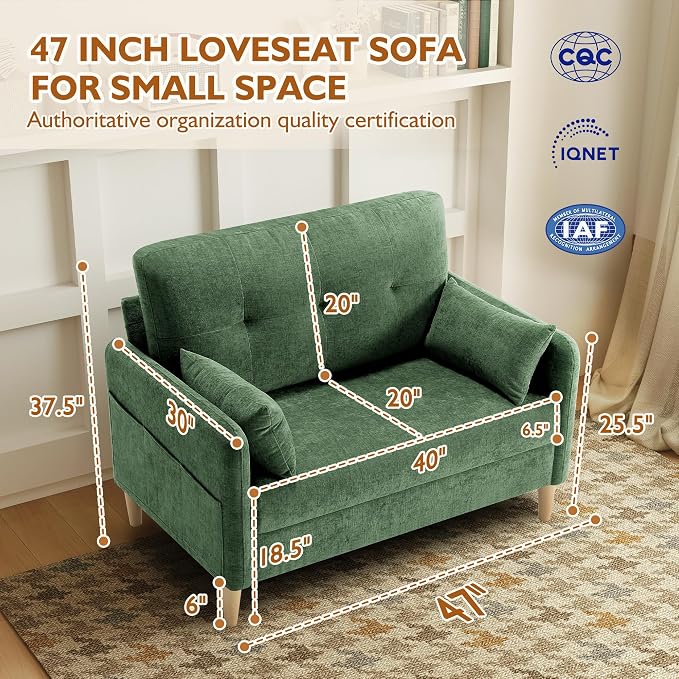Urhanherry 47" Small Sofa Couch - Image 2