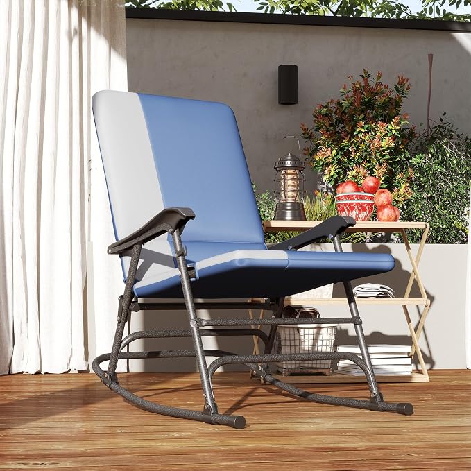 Outsunny Folding Outdoor Rocking Chairs Set of 2, Oversized Outdoor Rocking - Image 8