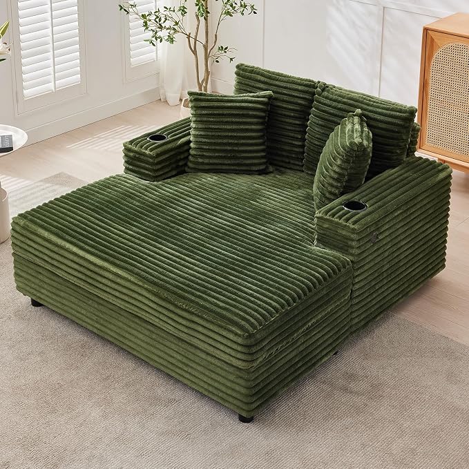 GarveeHome 60-inchOversized Chaise Lounge Chair Indoor, Comfy Corduroy Lounge by GarveeHome
