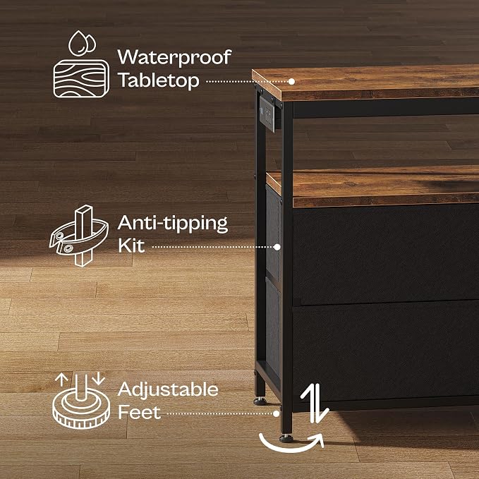 Huuger LED TV Stand for Bedroom, 47 Inch Dresser TV Stand for 43, 55 Inch TV - Image 8