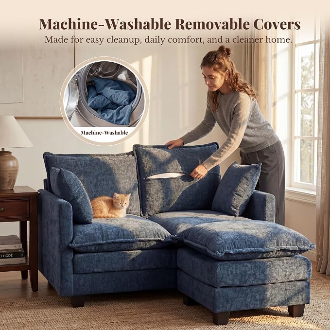 Loveseat Sofa with Ottoman, Cloud 3-Layer Cushion, Living Room, in a Box - Image 7