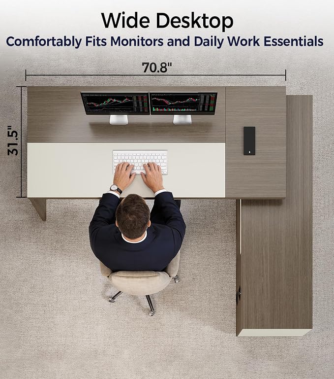 79" L-Shaped Executive Desk - Image 5