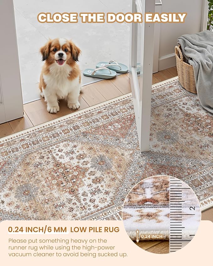 2x7 Runner Rug, Thin Entryway Non Slip Washable Rugs - Image 6