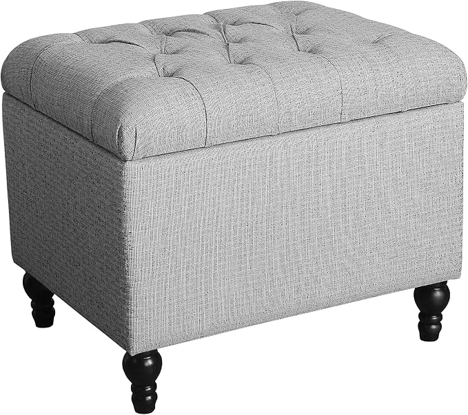 Homepop Home Decor | Upholstered Button Tufted Storage Ottoman | Hinged Lid by HomePop