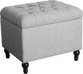 Homepop Home Decor | Upholstered Button Tufted Storage Ottoman | Hinged Lid by HomePop