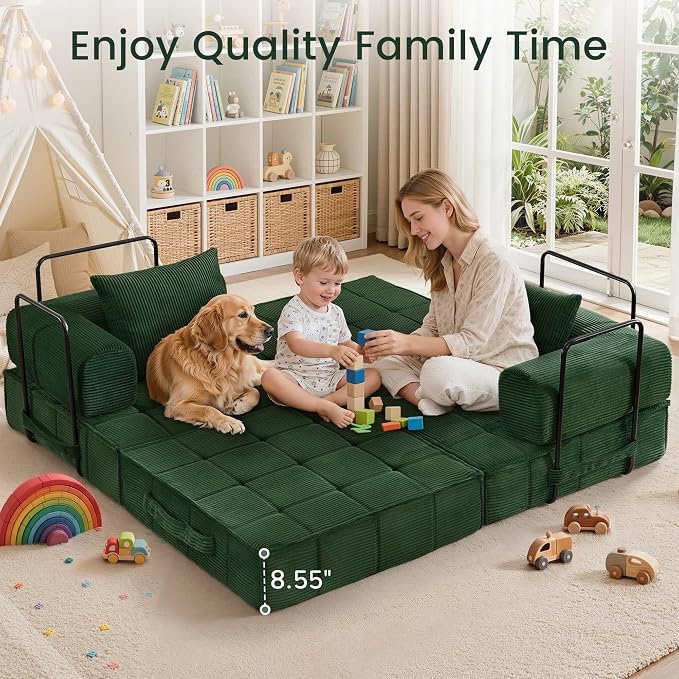 Korser Folding Convertible Sofa Bed, Corduroy Upholstered Boneless Couch - Image 5