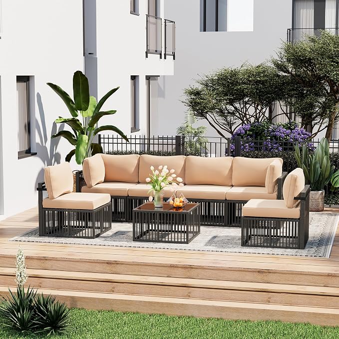 Pamapic 7-Piece Outdoor Sectional Set, Large Wicker Patio Furniture Set - Image 2