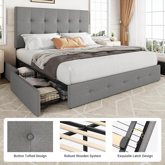 Allewie Upholstered Full Size Platform Bed Frame - Image 6