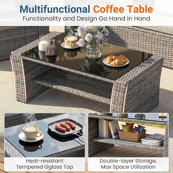 Wisteria Lane Patio Furniture Set, Wicker Outside Outdoor Furniture - Image 7