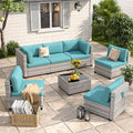 6-Seat Modular Patio Furniture Set – Outdoor Wicker Sectional Sofa by MASIONBACKYARDS