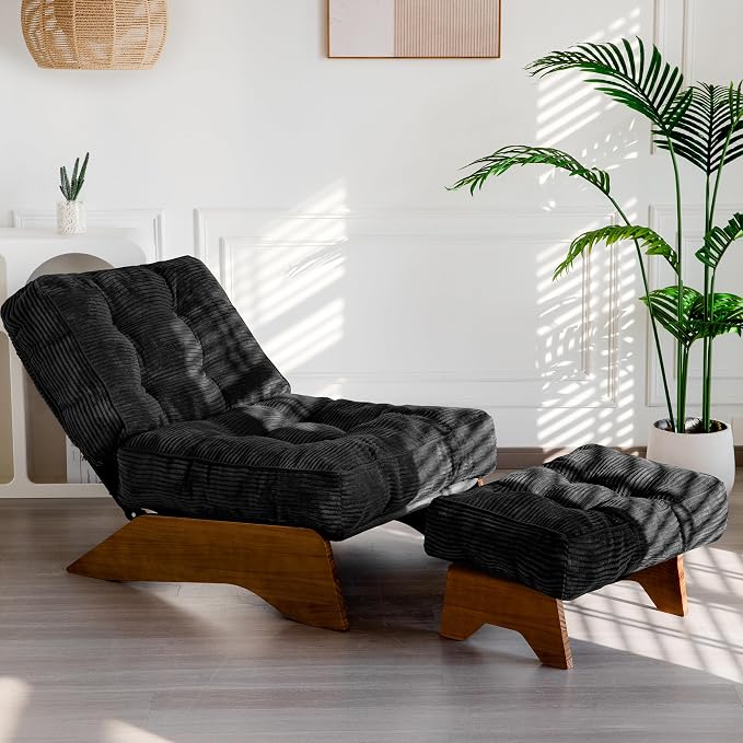 MAXYOYO Accent Chair with Ottoman Adjustable Backrest, Tufted Living Room Chair by MAXYOYO
