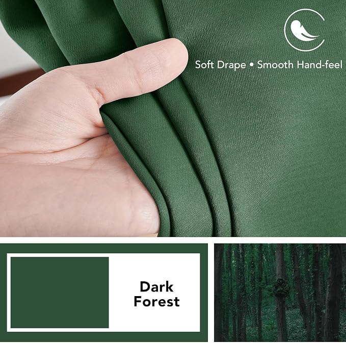 Deconovo Blackout Curtains, Thermal Insulated, W52 x L63 2 Panels, Back Tab - Image 7