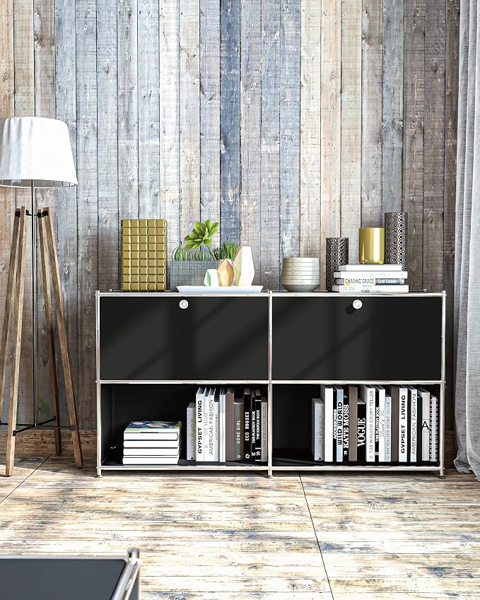Metal Sideboard with 2 Flap Doors, DIY Modern Home Furnishing, Foyer - Image 9