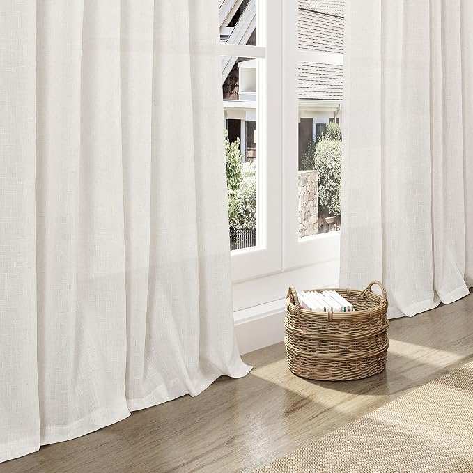 Cream Linen Curtains 142 Inches Long - Image 6