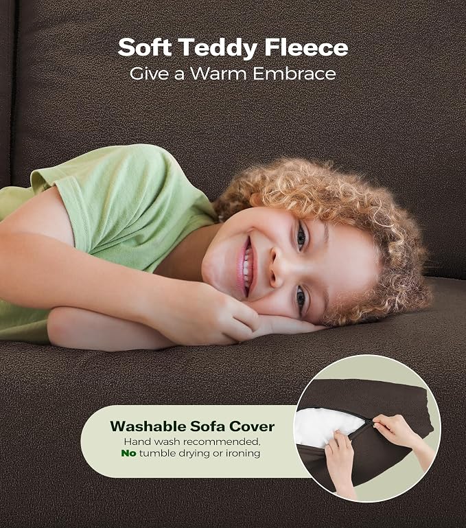 Welzona 83" Couches for Living Room, Teddy Sofa Couch, Comfy Sofas for Living - Image 4