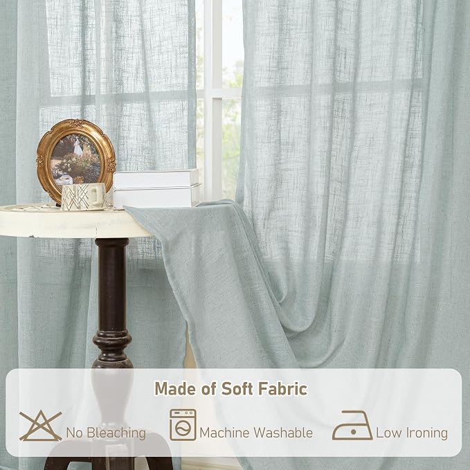 LAMIT Living Room Linen Curtains 95 Inch - Image 8