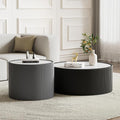 SSLine Round Drum Coffee Table Set of 2 Modern Sintered Stone Top Nesting by SSLine