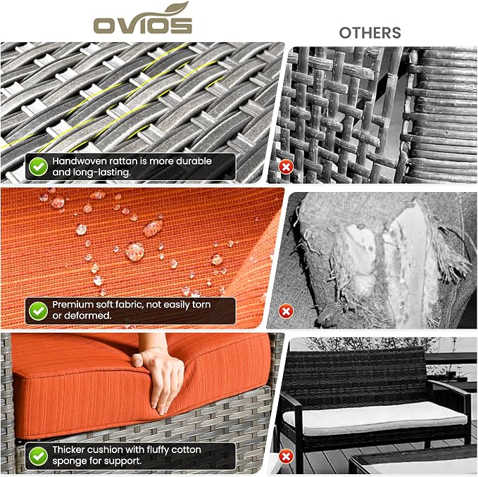 ovios 3-Piece Patio Furniture Set, Outdoor Wicker Sofa - Image 7