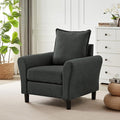 Mid-Century Accent Chair, Modern Linen Fabric Armchair by Chireca