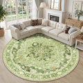 RELEANY Area Rugs Round 10ft Washable Non-Slip, Floral Vintage Distress Print by RELEANY