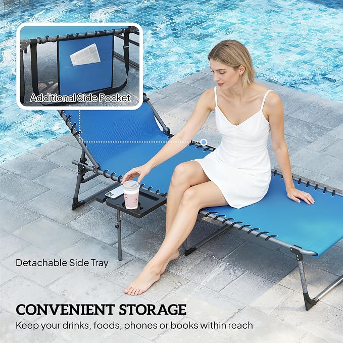 Outsunny Folding Chaise Lounge Chair Outdoor Tanning Chair - Image 6