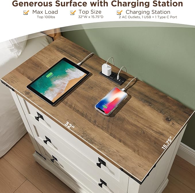 T4TREAM 32" Farmhouse Nightstand - Image 4