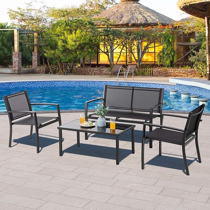 Vongrasig 4 Pieces Patio Furniture Sets, Outdoor Patio Conversation Sets - Image 2