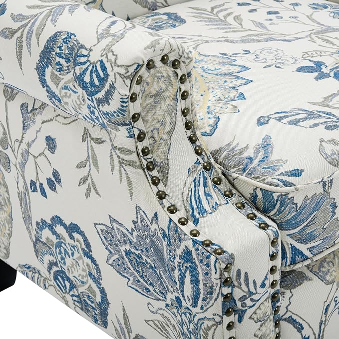 Pia Ricco Set of 2 Floral Accent Chairs, High Back Upholstered Armchairs - Image 5