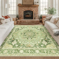 RELEANY Area Rugs Square 8ft Washable Non-Slip, Floral Vintage Distress Print by RELEANY