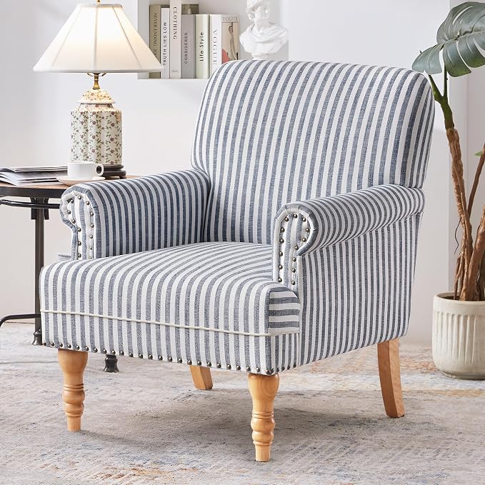HUIMO Linen Fabric Accent Chair, Mid-Century Modern Armchair by HUIMO