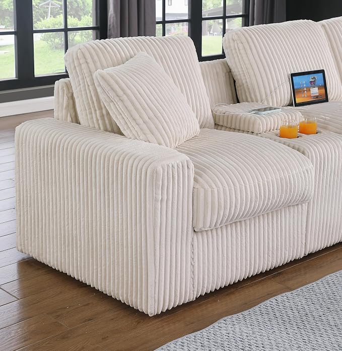 Ball & Cast 127" Oversized Modular Sectional Sofa L-Shaped, Large Corduroy - Image 4