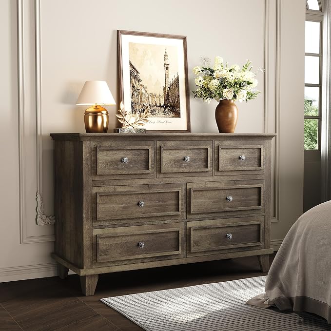 IDEALHOUSE 7 Drawer Dresser, Large Wooden Storage Chest of Drawers - Image 4