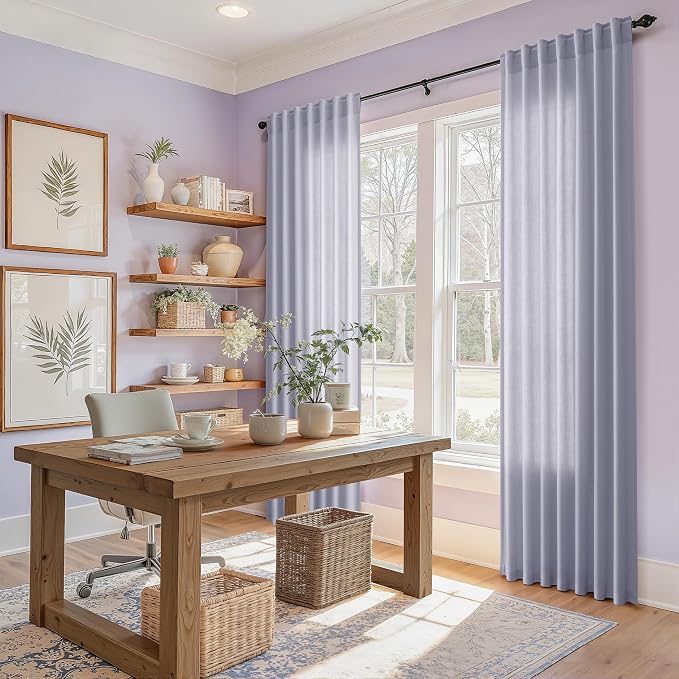 Nanspring Lavender Purple Linen Curtains 90 Inches Long - Image 8