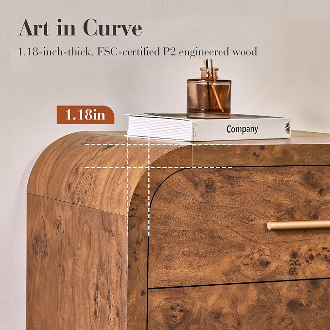 Curved 7-Drawer Dresser for Bedroom, 53.82" Wide Modern Chest of Drawers - Image 6