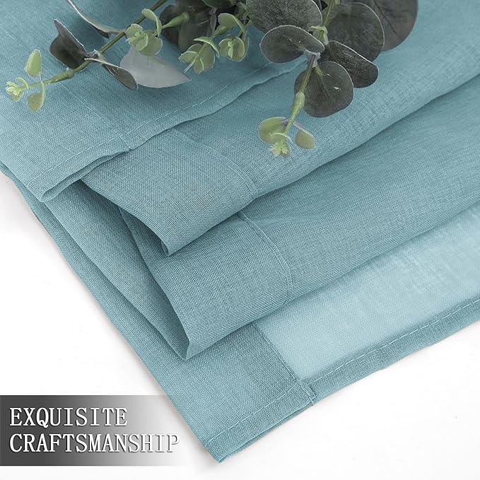 Tollpiz Short Sheer Curtains Linen Textured Bedroom Curtain Sheers Light - Image 7