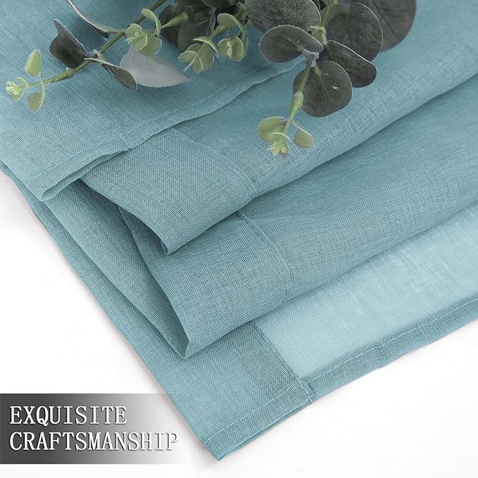Tollpiz Sheer Tier Curtains Kitchen Linen Textured Half Curtain Sheers Light - Image 7