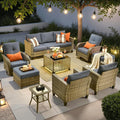 ovios 9 Pieces Patio Furniture Set, Outdoor Wicker Sofa Couch by OVIOS