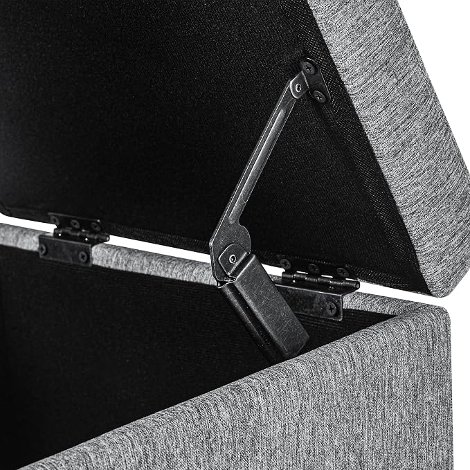 Adeco 18-Inch Cube Storage Ottoman, Upholstered Linen Footrest Stool - Image 8