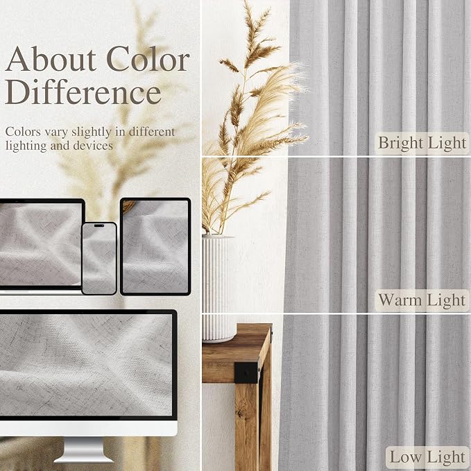 Grey Linen Curtains 102 Inches Long - Image 4