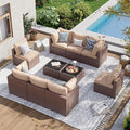 Aoxun 10 Piece Patio Furniture Set Wicker Rattan Patio Sectional Sofa Set by Aoxun