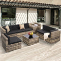 KROFEM 8-Piece Patio Furniture Set, Outdoor Wicker Rattan Sectional by KROFEM