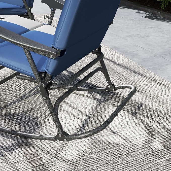 Outsunny Folding Outdoor Rocking Chairs Set of 2, Oversized Outdoor Rocking - Image 9