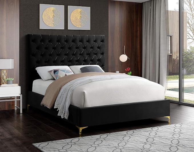 Meridian Furniture Cruz Collection Modern | Contemporary Velvet Upholstered Bed - Image 5