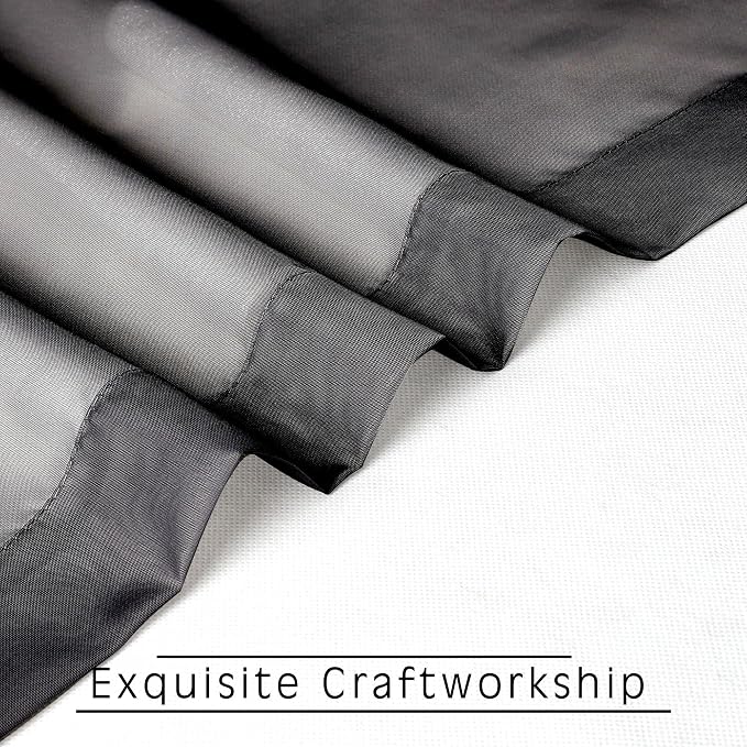 OWENIE Short Black Sheer Curtains 36 Inches 2 Panels Set - Image 3