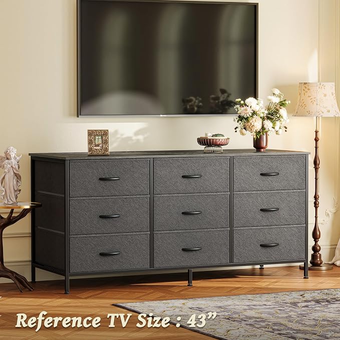 Huuger 9 Drawer Dresser, 47 Inch Dresser TV Stand - Image 4