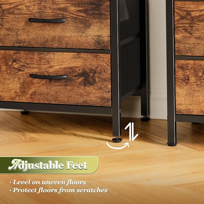Huuger Night Stand with 2 Drawers, Bed Side Table with Open Shelf, Wooden Top - Image 9
