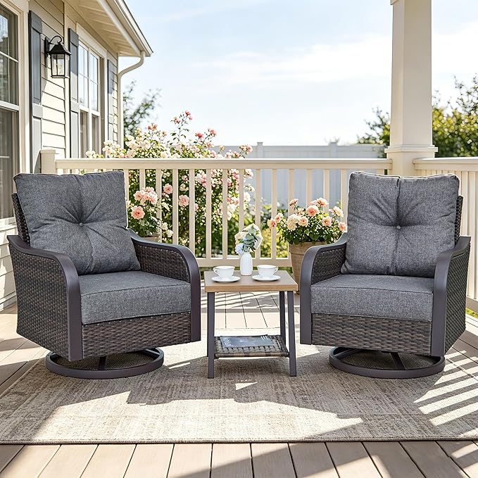 Outdoor Swivel Rocker Chairs, Wicker Swivel Rocking Chairs by COMLAXFIELD