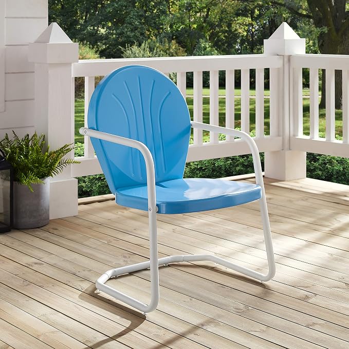 Crosley Furniture Griffith Outdoor Chair, Retro Metal Patio Chairs - Image 7