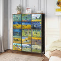 EXOTICA Large Chest of Drawers 15 Drawer Dresser Van Gogh Tall Fabric Dresser by EXOTICA